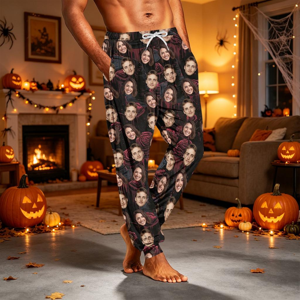 Men's Casual Pajama Pants with Pockets Halloween Print