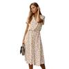 Vestido Midi de Manga Corta de Lunares Europeo y Americano - Moda de Verano 2025 para Mujer