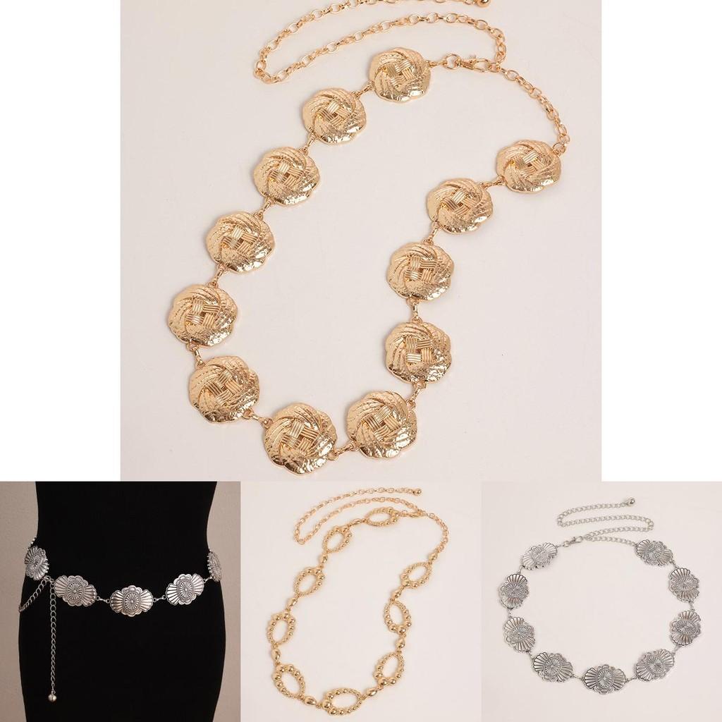 Retro Design Geometric Shape Metal Casual Waist Chain For Vintage Style Women Summer