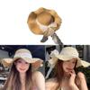 Summer Straw Sun Hat With Bow Accent And Breathable Design For Beach And Travel