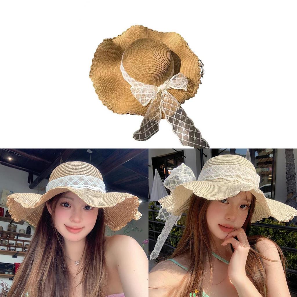 Summer Straw Sun Hat With Bow Accent And Breathable Design For Beach And Travel