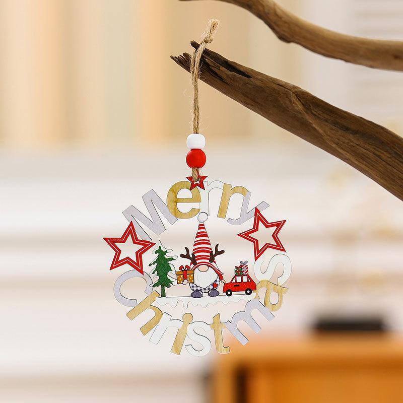 Wooden Faceless Santa Christmas Tree Ornament