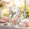 Morgen-Glück Glas-Teetasse Mehrzweck-Blumen-Kaffeebecher Vintage Botanischer Trinkbecher für Teestuben-Dekoration