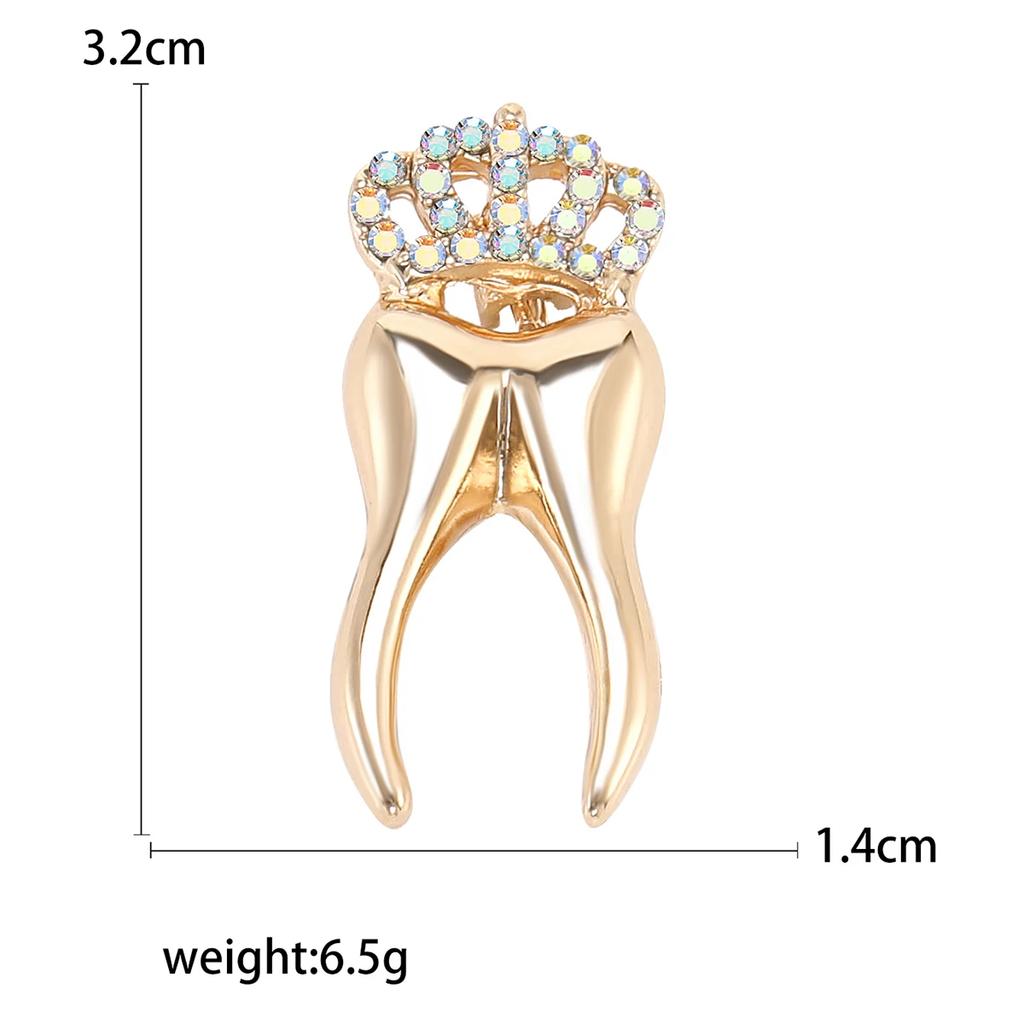 Enamel Teeth Pin for Women Unisex Rhinestone Cartoon Tooth Brooch Event Party Backpack Decoration Clothes Accessories