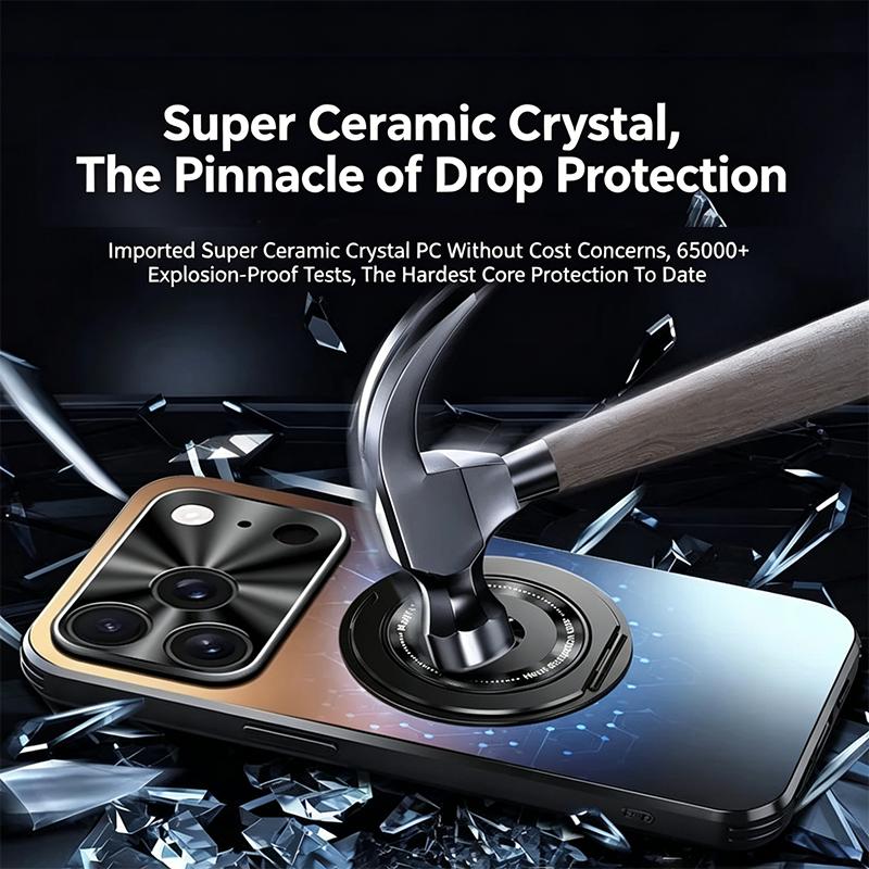 Matte PC Phone Case For iPhone 17 17 Pro 17 Pro Max Metal Lens Frame 360° Rotatable Magnetic Kickstand Shockproof Protective Cover
