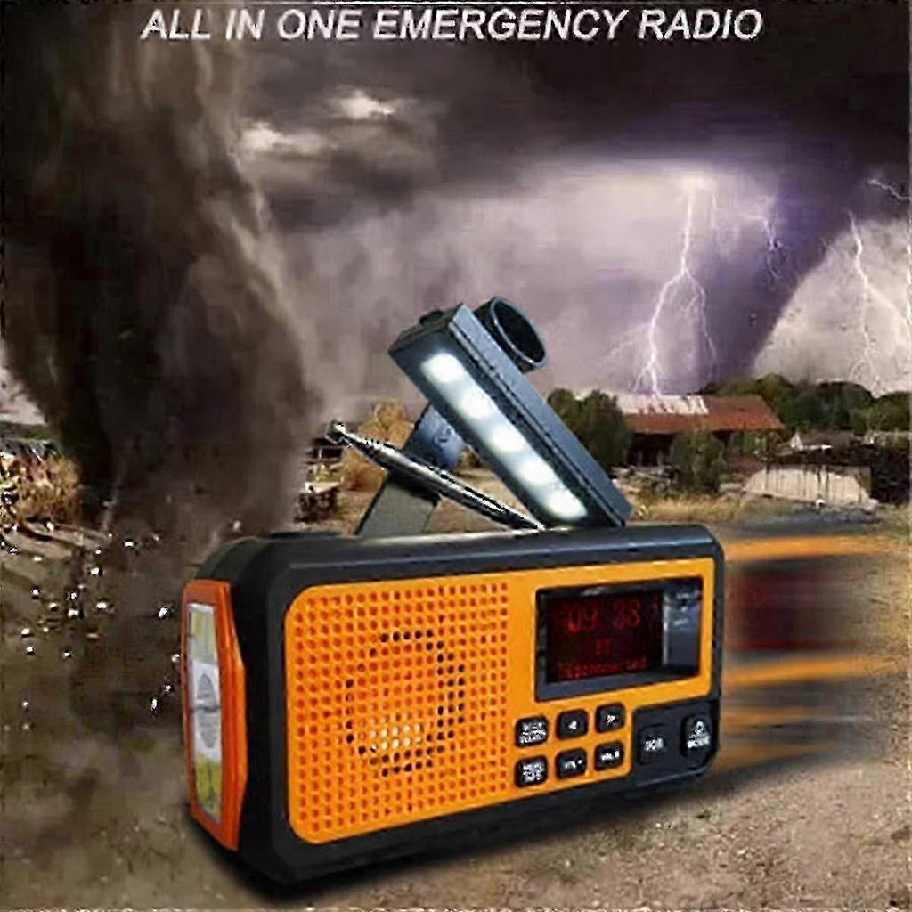 DAB373BT Emergency Radio with 5000mAh Solar Battery & Alarm Clock Feature in Blackout - E 0619