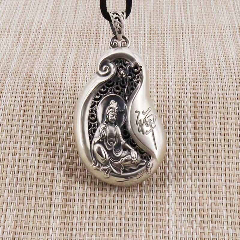 Copper Pendant Necklace Men Women Hollow Carved Buddha Charm With Chain Ethnic Style Spiritual Jewelry