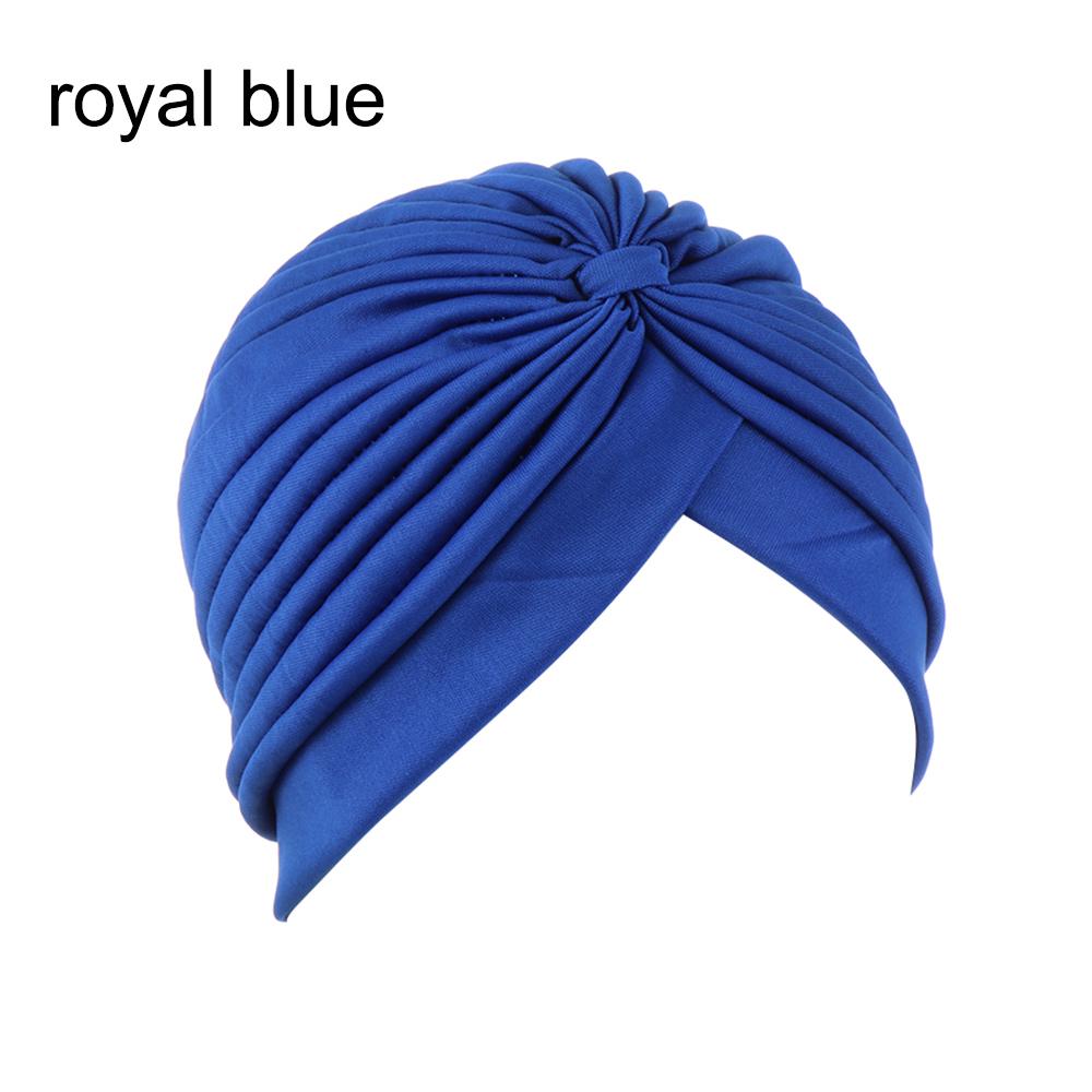 Solid Color Women Elastic Cotton Fold Turban Hat Soft Bonnet Muslim Hijab Ladies Head Wrap Warm Beanies Chemo Hat
