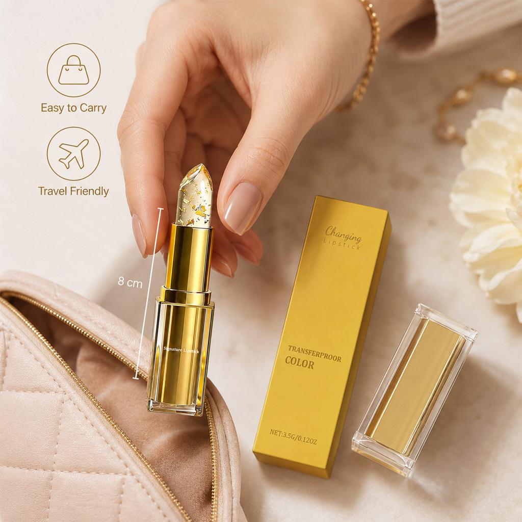 kivora Color Changing Lip Balm with Gold , Moisturizing Lip Gloss, 0.12 oz (3.5g) - Hydrating