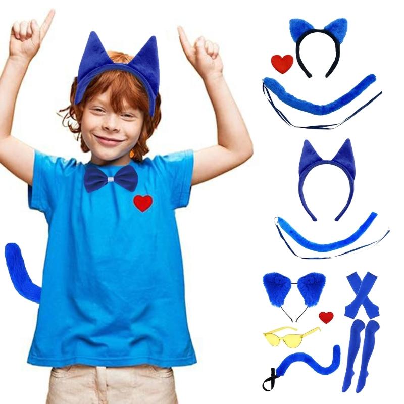 Tecknade Katter Hundar Åsnor Kostymtillbehör För Barn Pojke Flicka Halloween Cosplay Födelsedag Jul Rollek