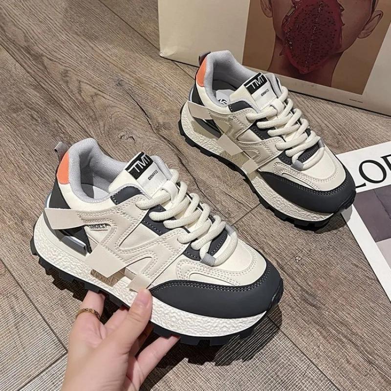 Women's Shoes  Autumn New Vintage Platform Sneakers Versatile Thick Sole Colored Street Casual Shoes Zapatillas Mujer