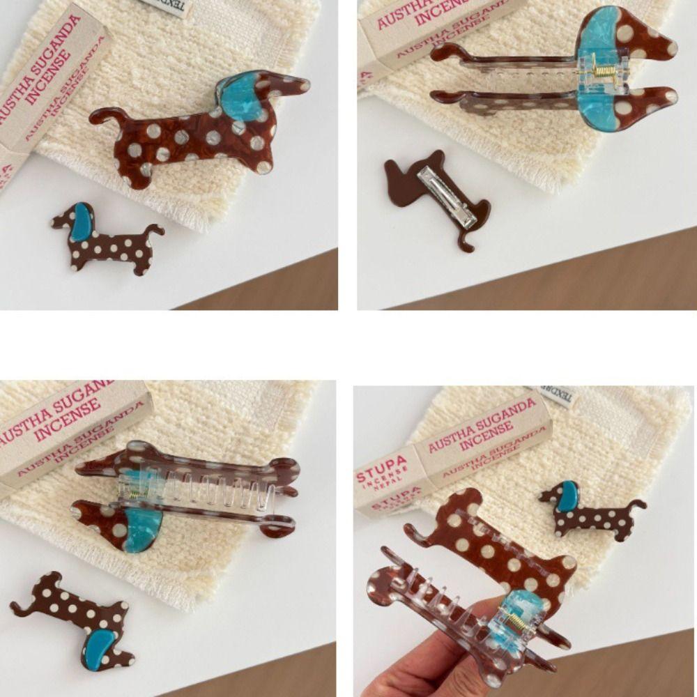 Sweet Pvc Polka Dot Dog Hair Claw Large Geometry Cartoon Hairpin Bang Clip Hair Accessories Puppy Side Clip Vacation