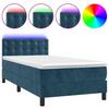 Vidaxl Letto Continentale, Materasso E LED, Velluto Blu 80X200 Cm