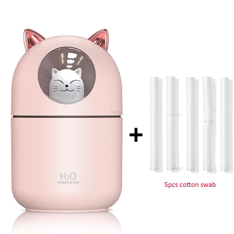 300ml Usb Air Humidifier Ultrasonic Cool Mist Maker Fogger With Colorful Lamp Cute Cat Mini Aroma Diffuser Humidificador Difusor
