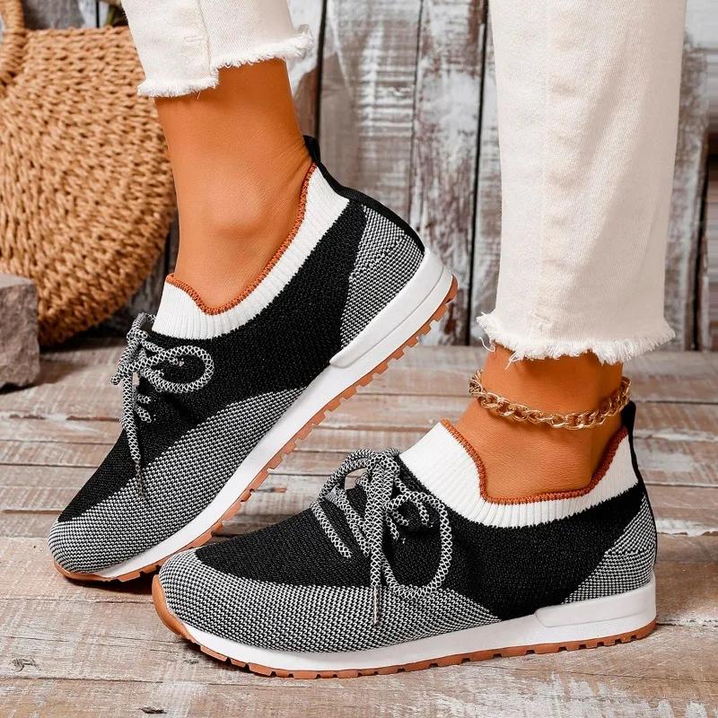Women Summer Sneaker Lace Up Ladies Walking Running Shoes Round Toe Casual Breathable Non Slip Gym Sport Shoes For Female