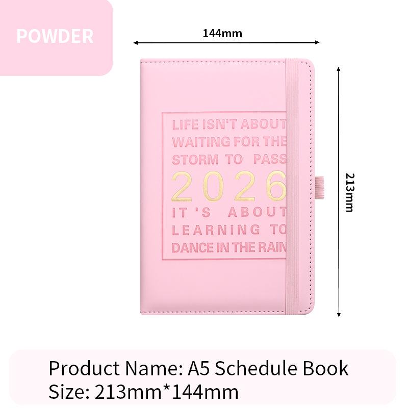 2026 A5 Englischer Jahresplaner mit Gummiband - Kreatives Notizbuch