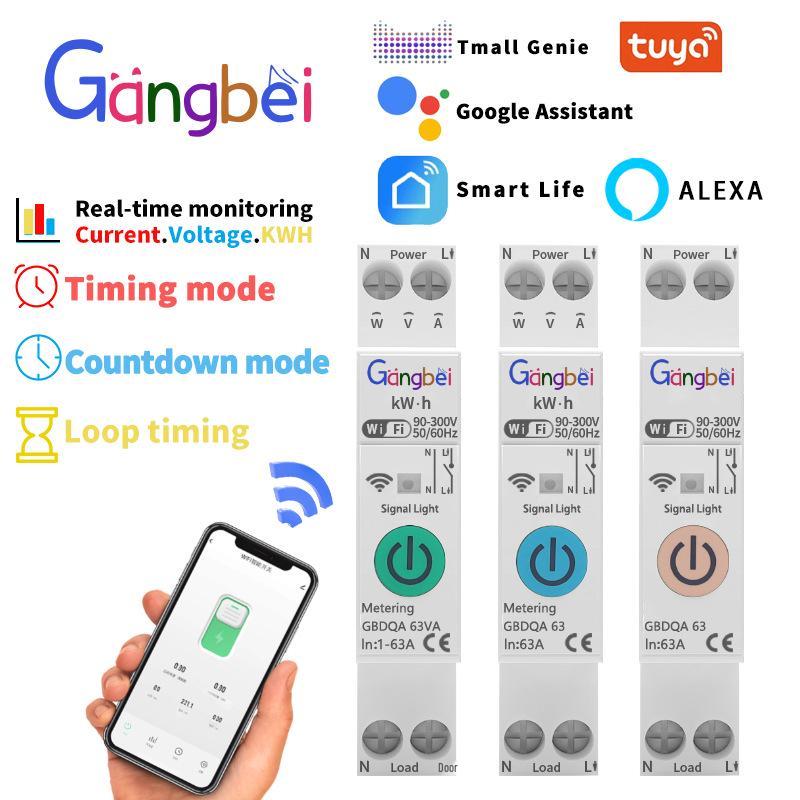 Smart 63A 1P WiFi Circuit Breaker with Wireless Remote Control for Smart Home