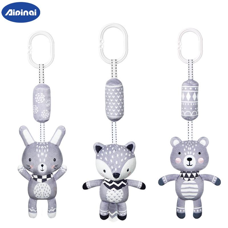 Aipinqi Baby Toys: Grey Plush Wind Chimes & Stroller Ornaments for Crib and Car Hanging