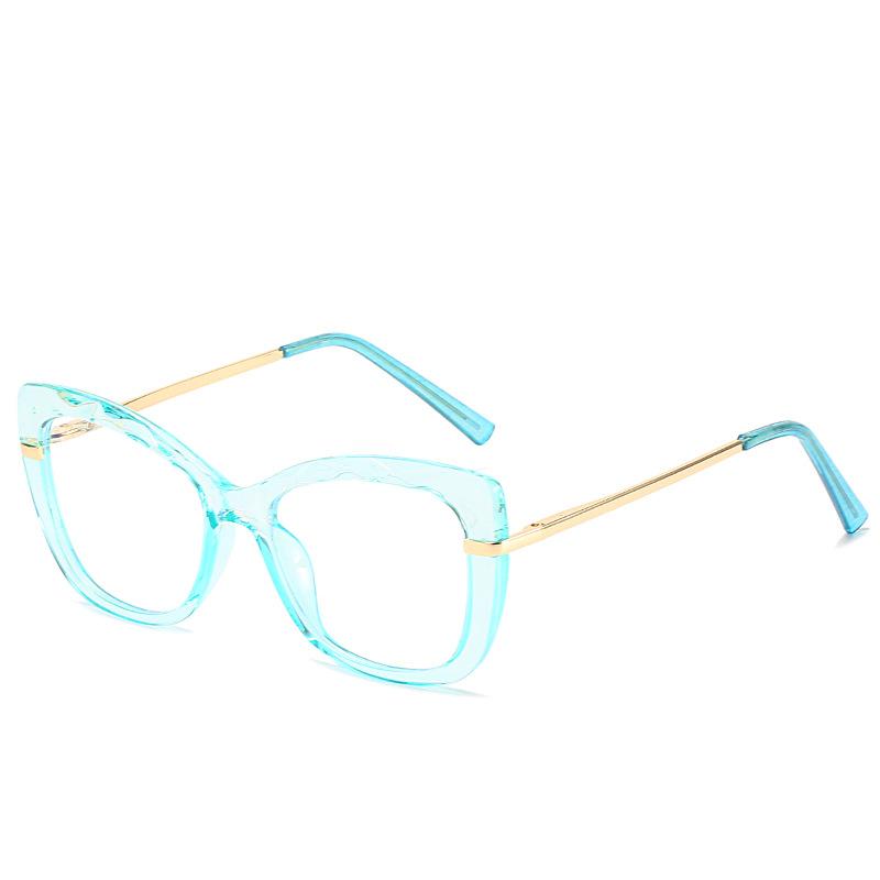 Cat'S Eye Crystal Cut Glasses Frame Trendy With Tr Spring Leg Flat Mirror Retro Frame