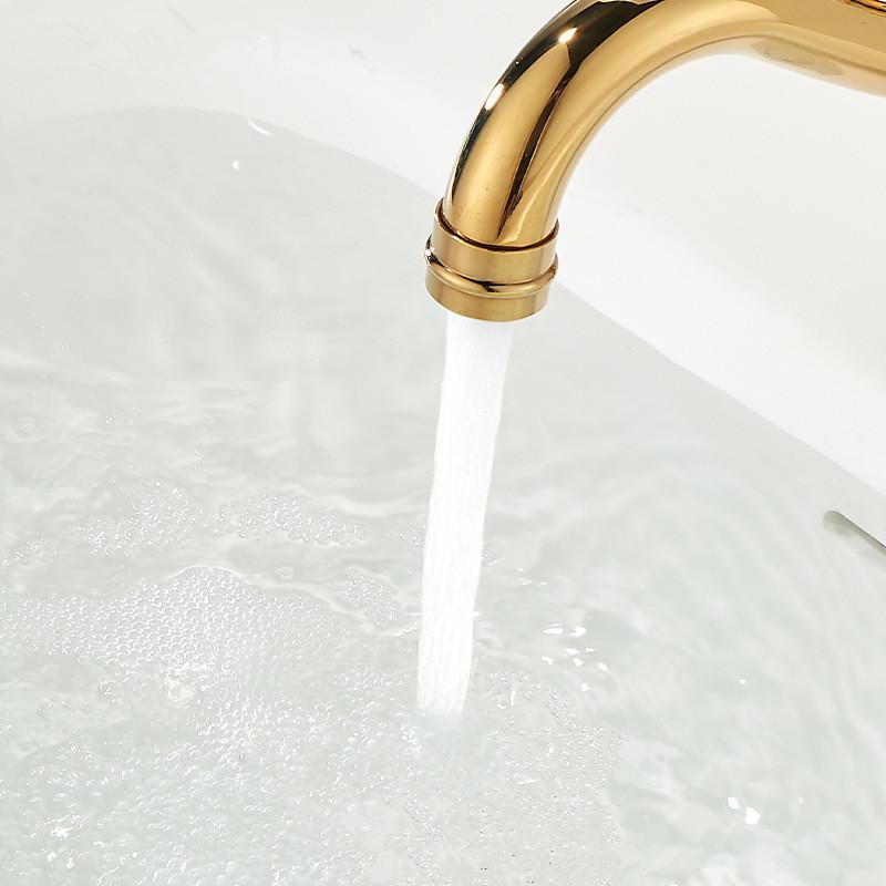Tuqiu Gold Bathroom Faucet Brass Antique Bathroom Basin Faucet Cold And Hot Water Mixer Sink Tap Single Hole Lavotory Tap