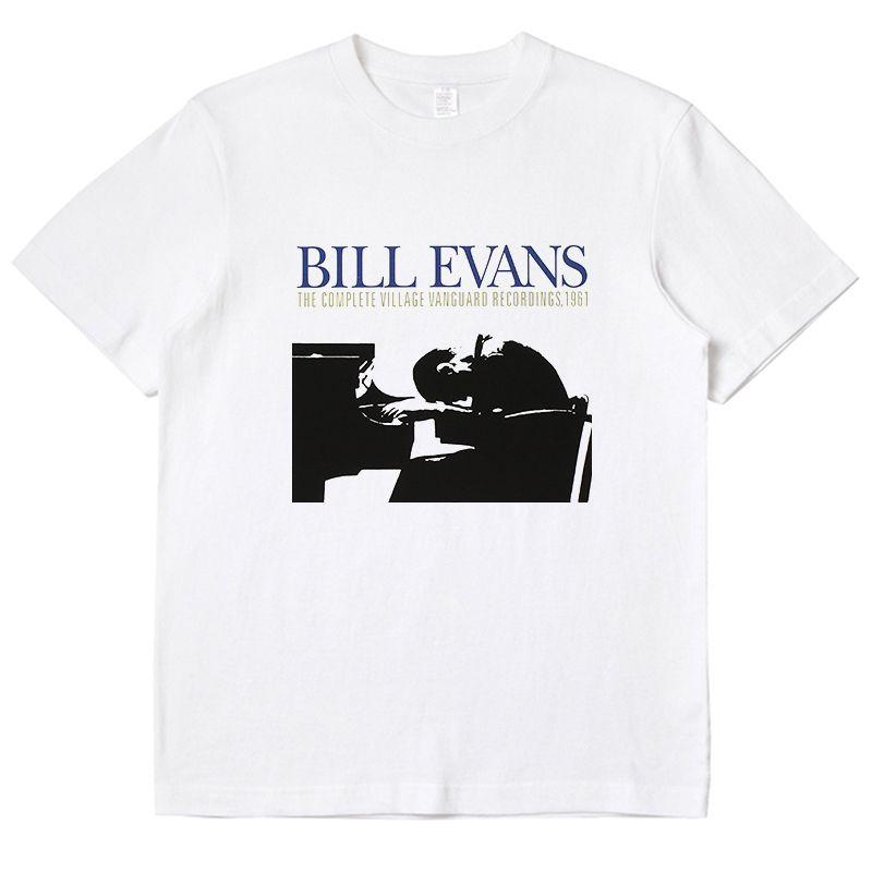 Summer 2025 Printed Pure Cotton Loose Top Jazz Piano Bill Evans Short-sleeved T-shirt