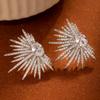 Sun Ray Earrings for Women, Set with Zircon for Light Luxury and Luxury, Vintage and Unique Jewelry Gift