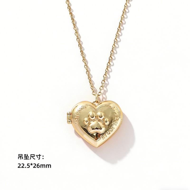 Custom Photo Pendant Necklace With Cat Paw Shape Resin Charm Stainless Steel Chain Women Men