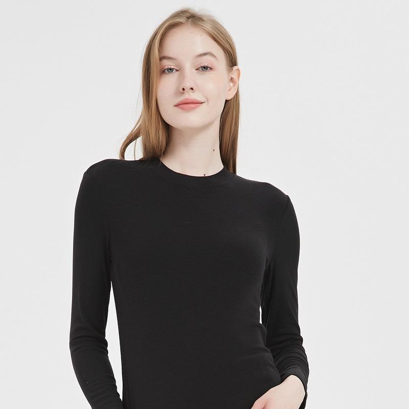 Nouă primăvară, vară, toamnă, cu gât rotund, cu mânecă lungă, tricou simplu, de înaltă calitate, pentru femei, tricouri de bază elastice, topuri casual pentru femei, tricou subțire