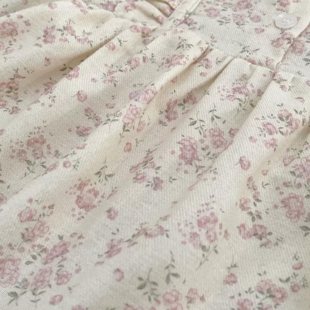 Baby Long Sleeve Skirted Birth Floral [Baby Koi] Clothes, Dress, Girls, Spring/autumn, Coverall, Baby, Preparation, Gift, Pattern, Beige, Pink, 6-9M