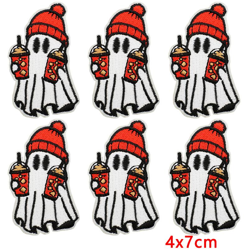 10pcs Wholesale Halloween Series Embroidered Patches For Clothes Jackets Diy Ghost Basketball Iron On Patches For Clothing 