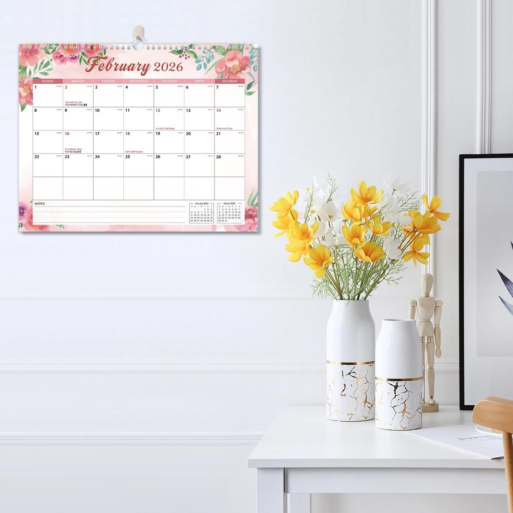 2026 Calendar, Wall Calendar 2026-2027, 11" x 14.2" Monthly Desk Calendar for Home and Office, 18 Months From January 2026 to June 2027 With Vacation