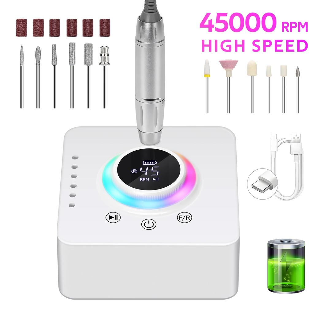 DianaBeauty 45000RPM Rechargeable Manicure Drill Desktop Polishing Machine Electric Manicure Sander Low Noise Nail Salon Tools