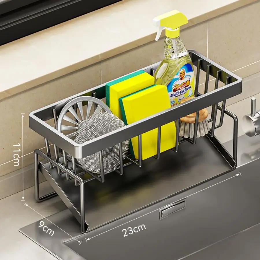 Multipurpose Kitchen Sink Organizer: Drying & Storage Rack for Sponges, Cloths & Detergent Bottles - Saves Space, Drains Water