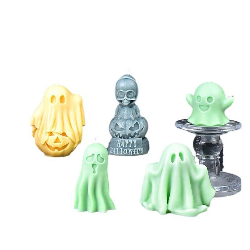 Creative Silicone Ghost Candle Mold Reusable Handmade Candle Wax Soap Mold Halloween Diy Decoration Mold