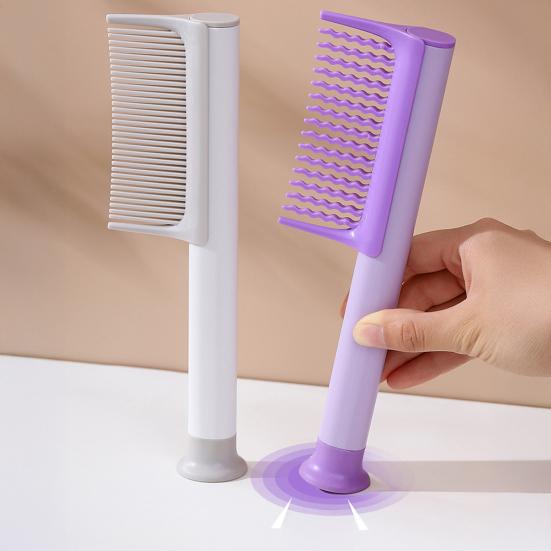 Detachable Hair Comb with Replaceable Wavy/Straight Teeth Suction Cup Anti-static Professional Men Women Hair Styling Detangling Comb