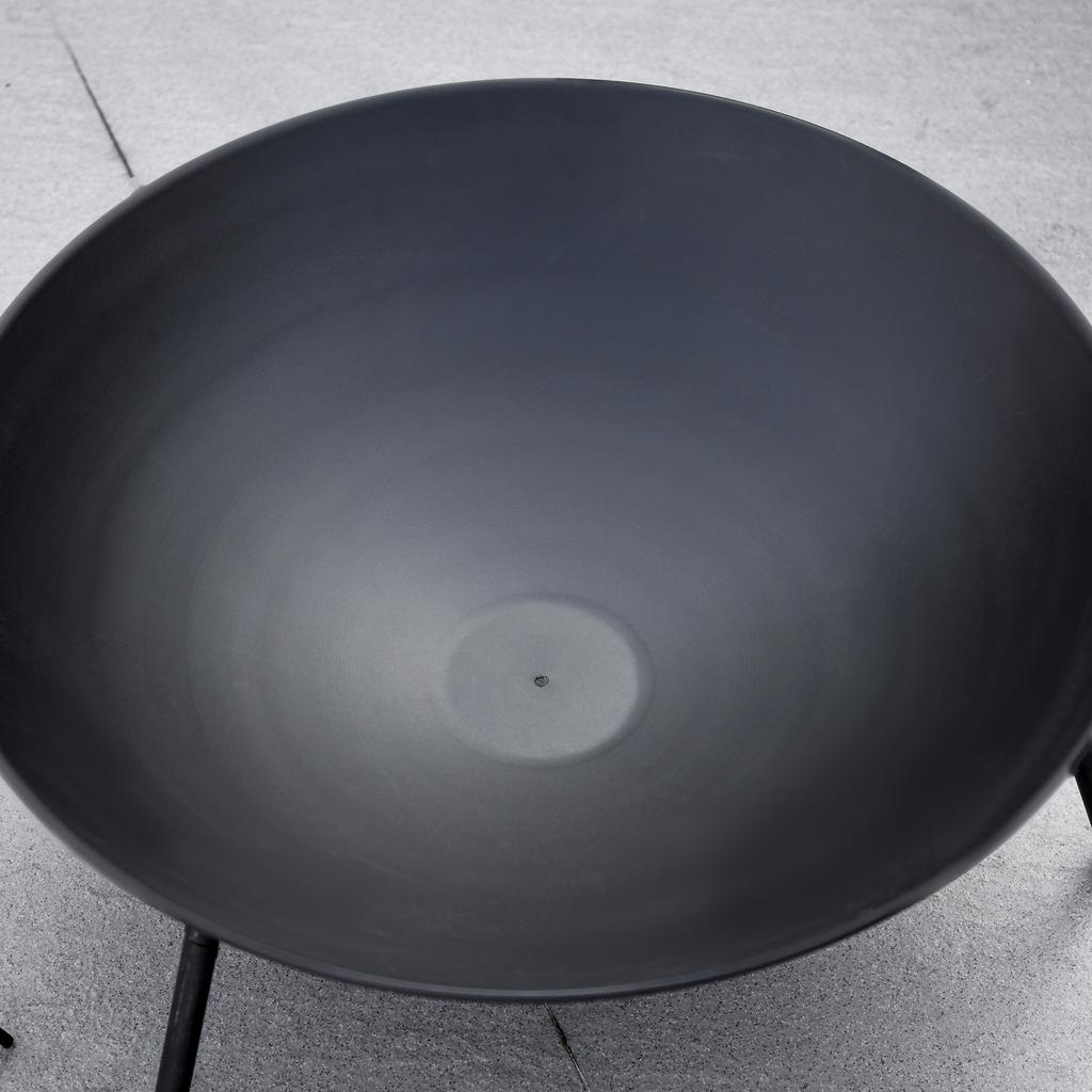Outdoor Fire Pit Portable Round Firepit With Poker For Garden Camping Bonfire Picnic Dia 47 X 21 Cm Black