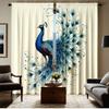 2PC Blue Peacock Sheer Curtains – Vibrant Print   Soft Polyester   Pocket Rod   Machine Washable for Living Room & Bedroom