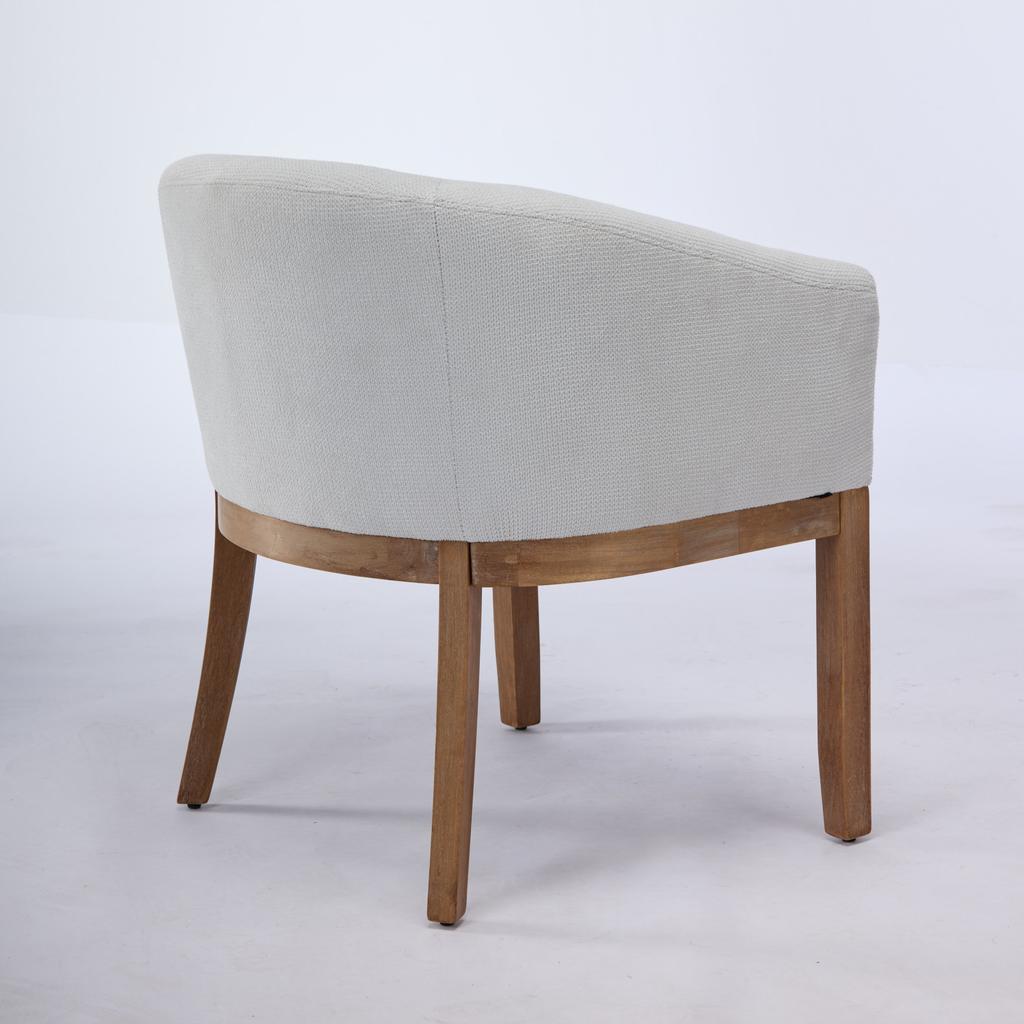 Mid Century Modern Upholstered Barrel Dining Chairs with Arms,19" W Accent Chairs for Living Room,Single Pack,Beige,DE1891BG