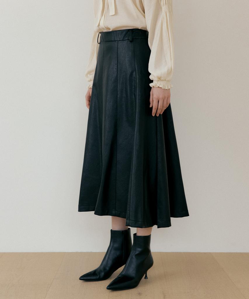 The Penny Leather Long Skirt - Black
