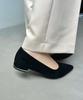 Jumpable Pumps, Flats, Easy To Wear, Suede, Pointed Toe, Cushioned, Low Heel, Black, Perfect for Commuting, Ceremonies, R-3218