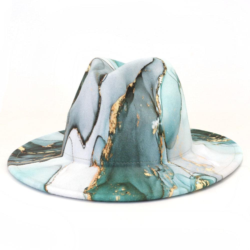 New Summer Unisex Tie-dye Jazz Hats Fashion Women White Black Fashion Luxury Hat Men Wide Brim Cowboy Fedoras Church Panama Cap