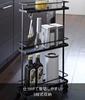 Yamazaki Jitsugyo Slim Kitchen Wagon Black Approx. W38XD12XH66cm Tower [Complete Product Only Casters and Hooks Are Installed by the Customer] 7152