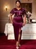 Plus Size Wine Red V-Neck Ruffle Bodycon Evening Gown