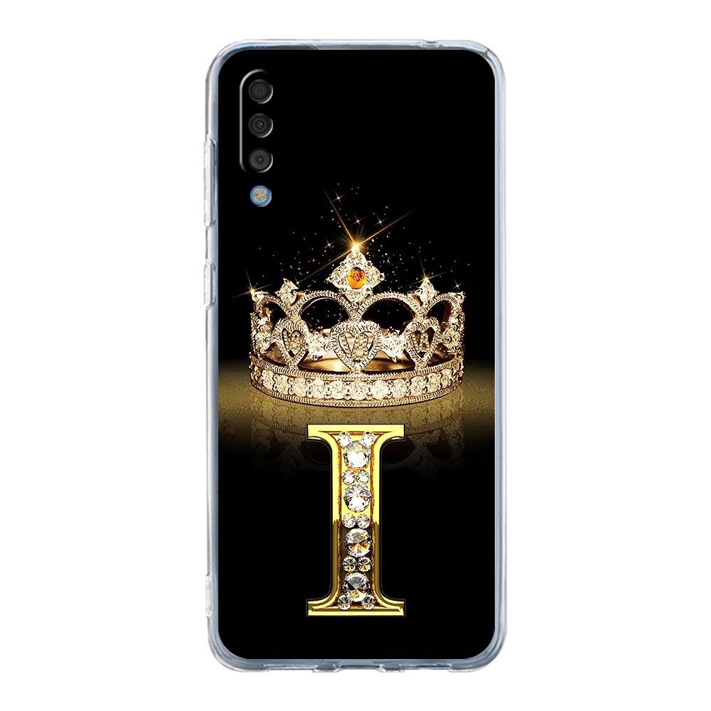 Diamond Crown Letter 26 Case For Samsung A54 A52 A50 A70 A40 A20S A20E A02S A12 A14 A16 A22 A24 A42 A34 A32 5G A04s A06 Cover