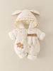 Thickened Fleece-Lined Winter Jumpsuit for Newborn Baby Girls - Cute Hooded Outfit for Outings