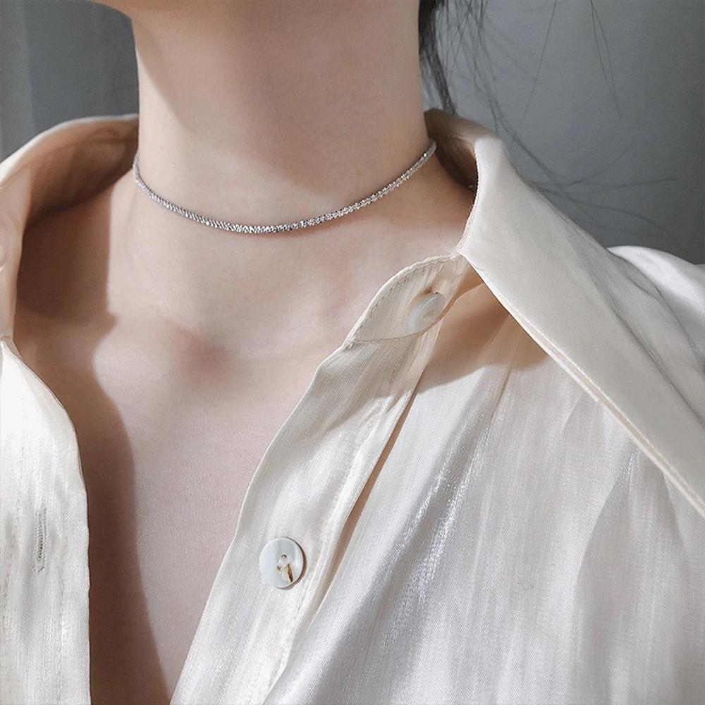 Nieuwe populaire zilveren sprankelende ketting sleutelbeen ketting choker voor vrouwen fijne sieraden bruiloft cadeau