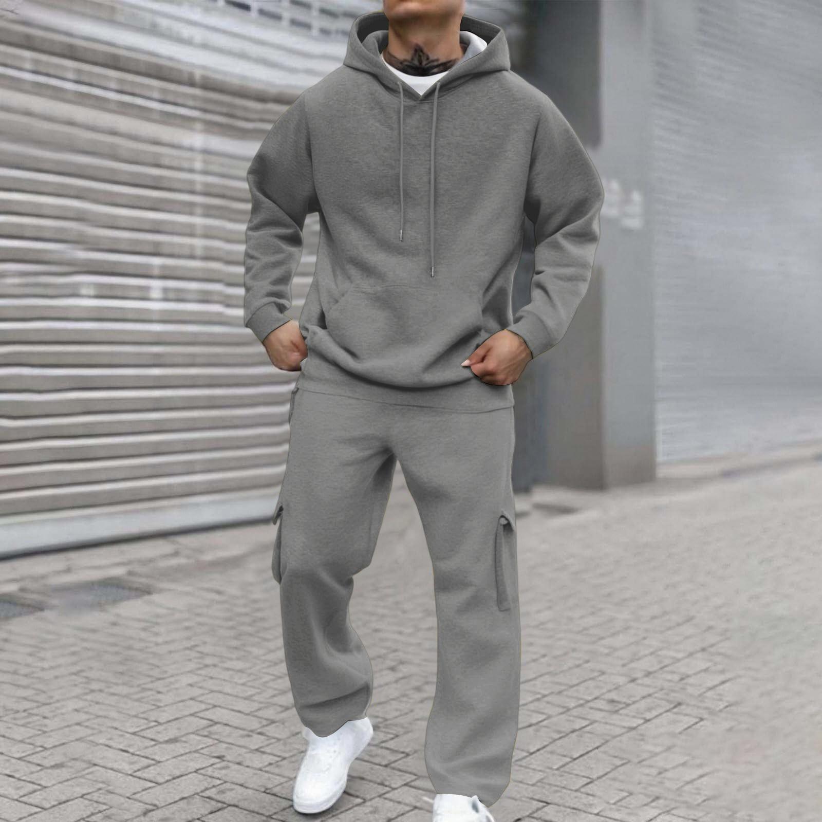 Mens Sweatsuits 2 Piece Set Casual Hooded Pullover and Jogger Pants Outfit Mens Sweatsuits Comfortable Sweatsuits for Men M