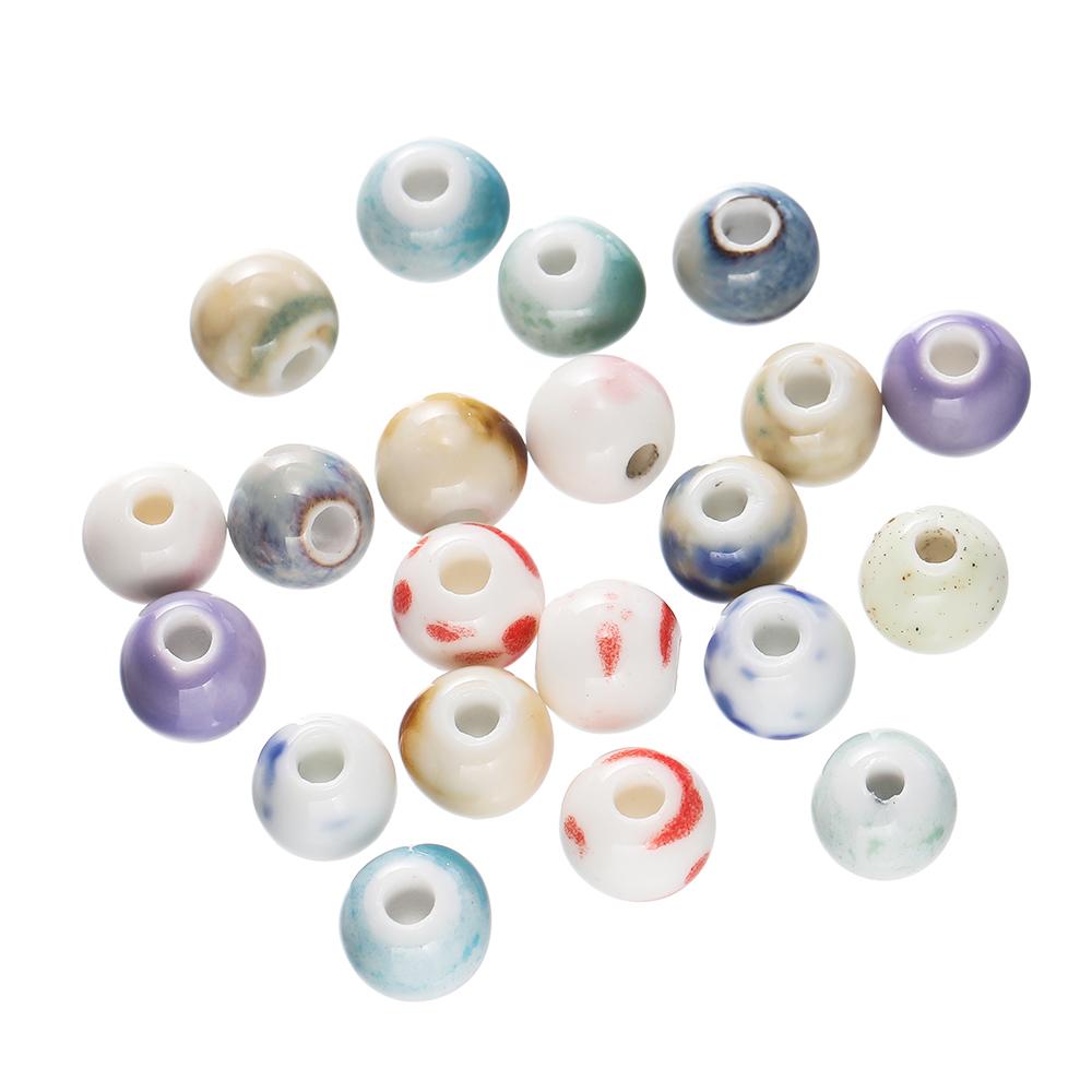50pcs/Lot 6/8/10mm Classic Ceramic Beads Spacer Loose Round for Necklace Bracelet Earrings Jewelry Making Accessories