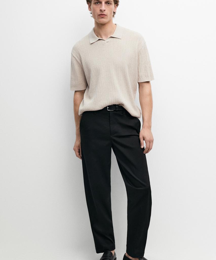 Masimodutti 100% Cotton Cable Knit Polo Sweater