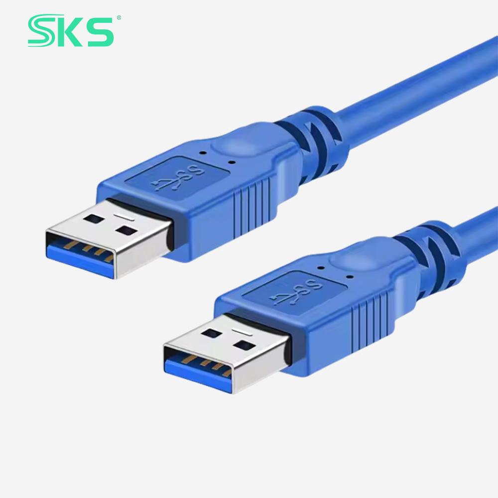 USB 3.0 AM to AM Cable Blue Injection Molded 5Gbps High Speed Data Transfer Cord for Industrial Office Use